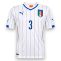 Maglia Italia Away 2014 bianca Chiellini numero 3 dorato – Puma – gessata blu stemma FIGC – Mondiali Brasile condizioni Excellent