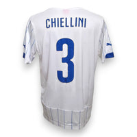Retro maglia Italia Away 2014 Chiellini numero 3 bianca – Puma gessata blu – Nazionale