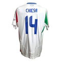 Retro maglia Italia Away Euro 2024 con nameset originale Chiesa 14 e scritta L'Italia chiamò