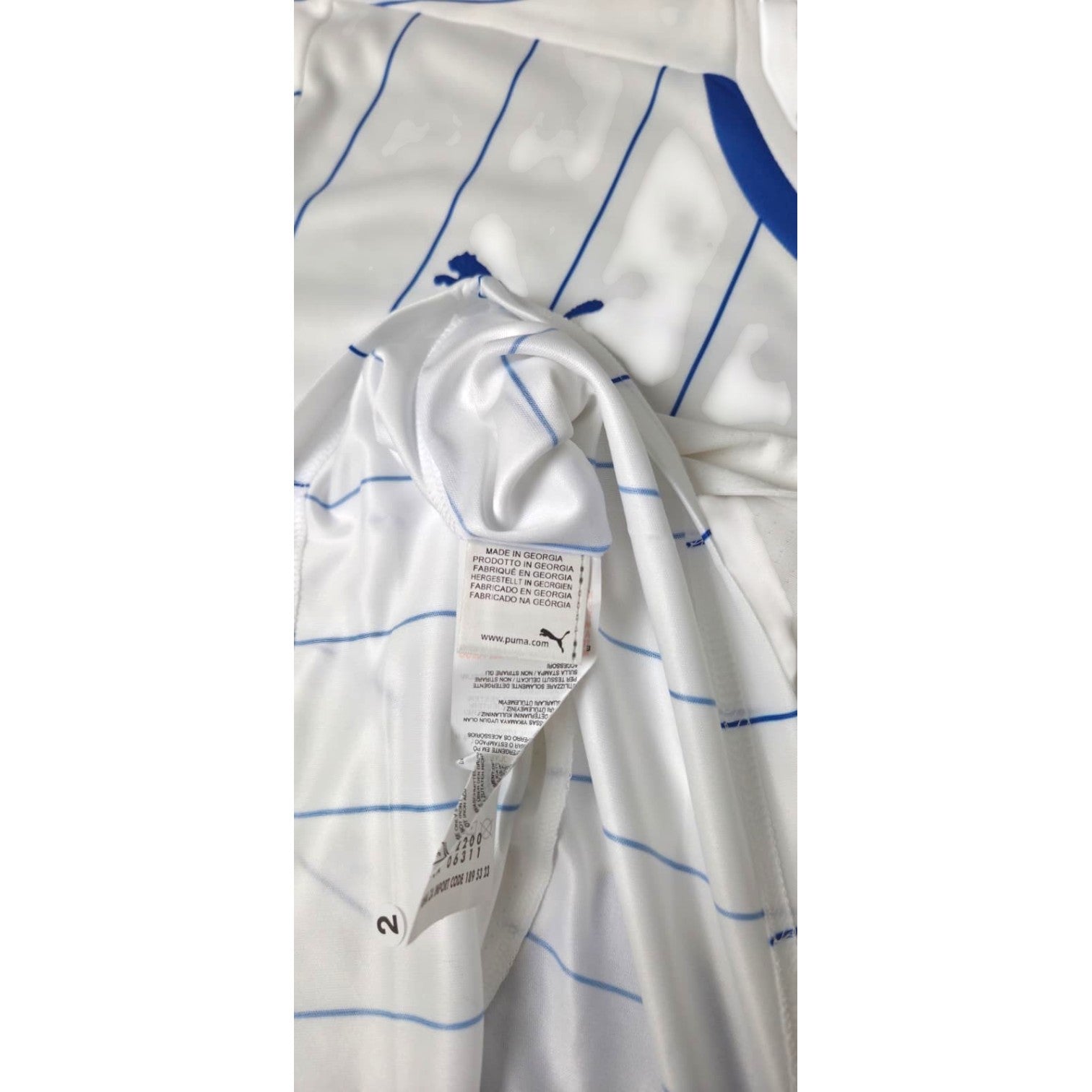 Dettaglio etichetta interna maglia Italia 2014 Puma – Made in Georgia taglia XL PWR ACTV
