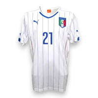 Maglia Italia Away 2014 bianca Pirlo numero 21 – Puma – gessata blu stemma FIGC – Mondiali Brasile condizioni Excellent