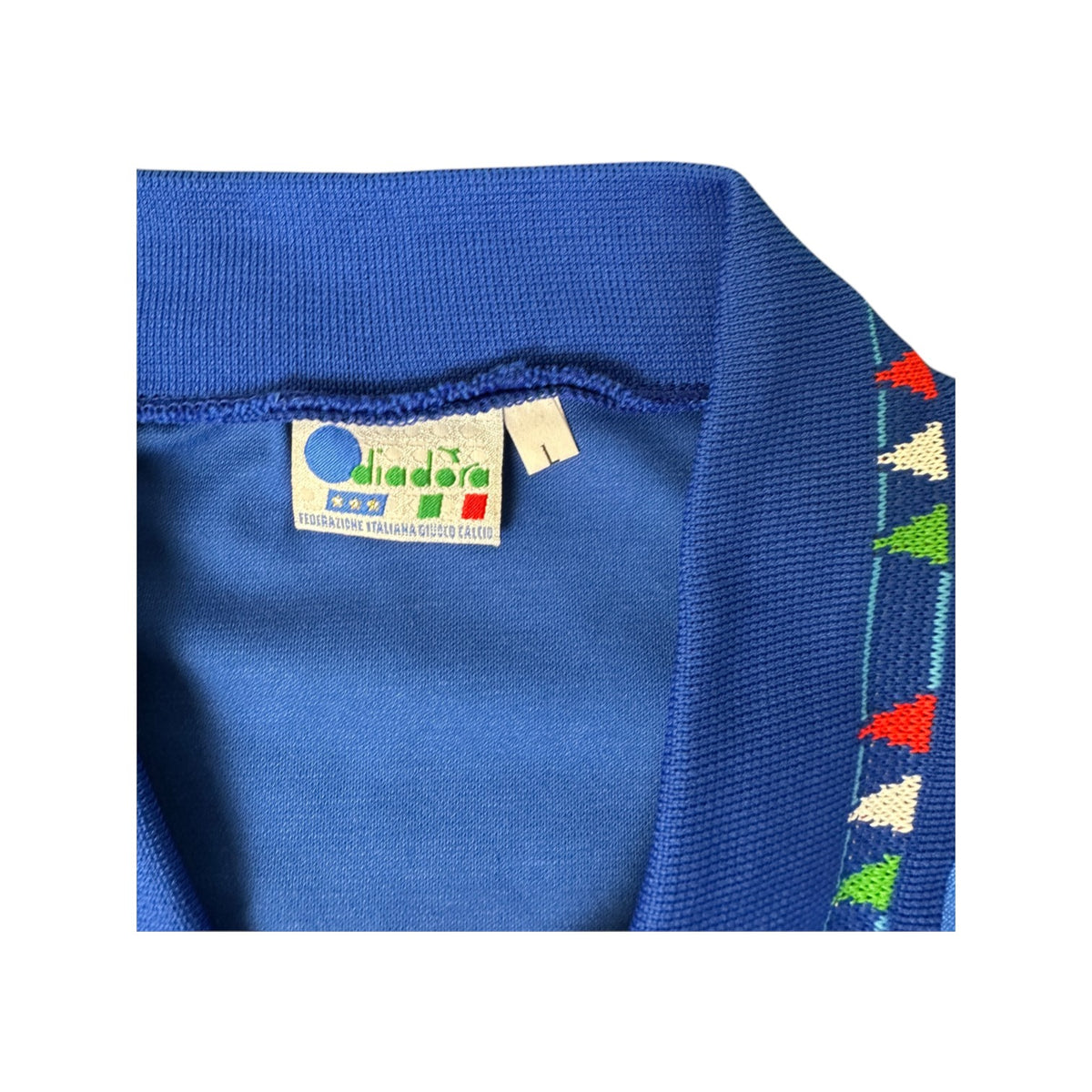 Etichetta Diadora Federazione Italiana Giuoco Calcio taglia L – maglia Italia Home 1992/94 originale