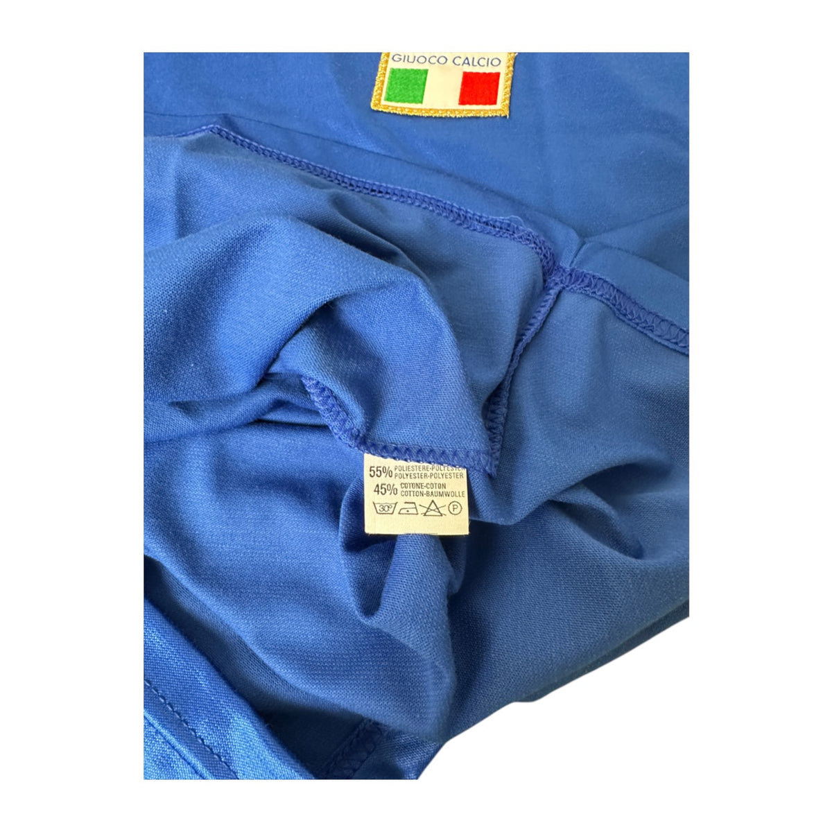Etichetta composizione 55% poliestere 45% cotone – maglia Italia Home 1992/94 Diadora