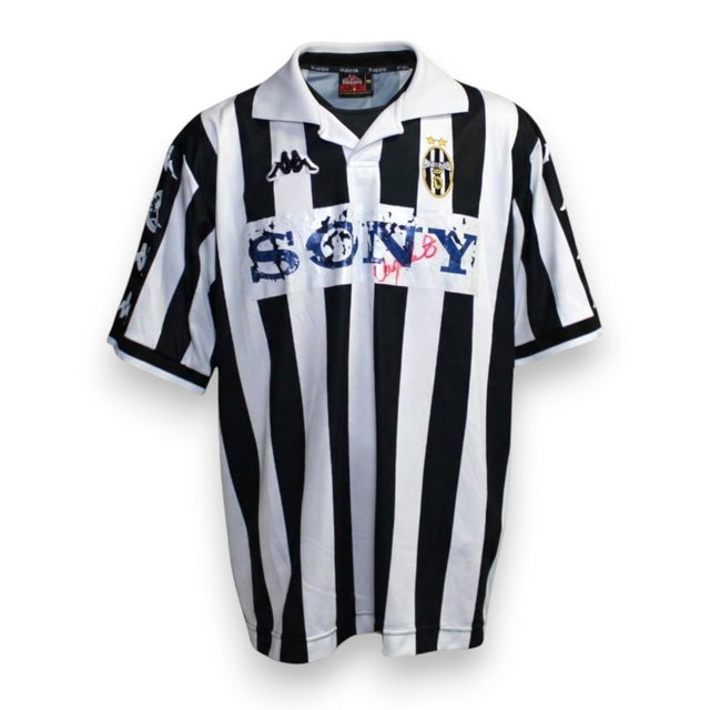 Maglia Juventus Home 1999/2000 Mirković Player Issued autografata fronte – Kappa strisce bianconere sponsor Sony due stelle scudetto colletto bianco