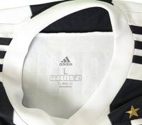 Colletto della maglia Juventus Home 2018/19 con etichetta Adidas Climalite taglia L Made in Cambodia