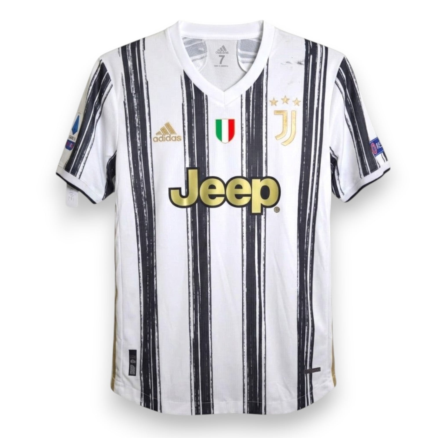 Maglia Juventus Home 2020-21 Player Issued Cristiano Ronaldo Adidas Jeep – pennellate bianco nero e scudetto