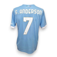 Retro maglia Lazio Anniversario Scudetto numero 7 F. Anderson – nameset bianco bordo oro – tricolore sul retro del colletto
