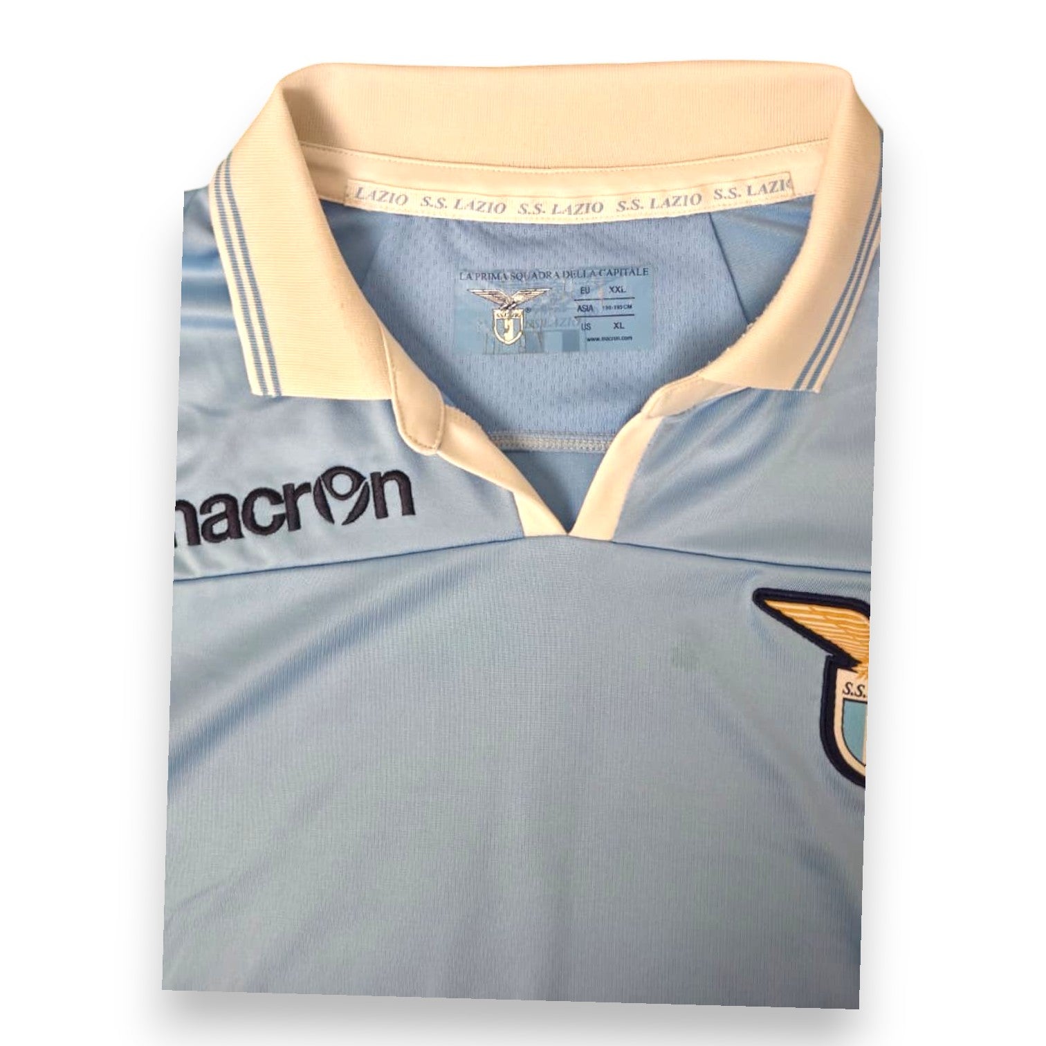 Etichetta interna maglia Lazio Home 2012-13 Macron – Made in China – istruzioni di lavaggio