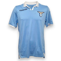 Maglia Lazio Home 2012-13 Macron celeste – colletto polo bianco doppia riga celeste – aquila ricamata – condizioni Excellent