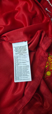 Dettaglio etichetta interna maglia Manchester United 2012-13 Nike – 100% poliestere Made in Indonesia Dri-FIT