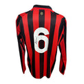 Retro maglia Milan 125° Anniversario numero 6 bianco con logo ACM 125 1899 – autografo originale Franco Baresi pennarello nero