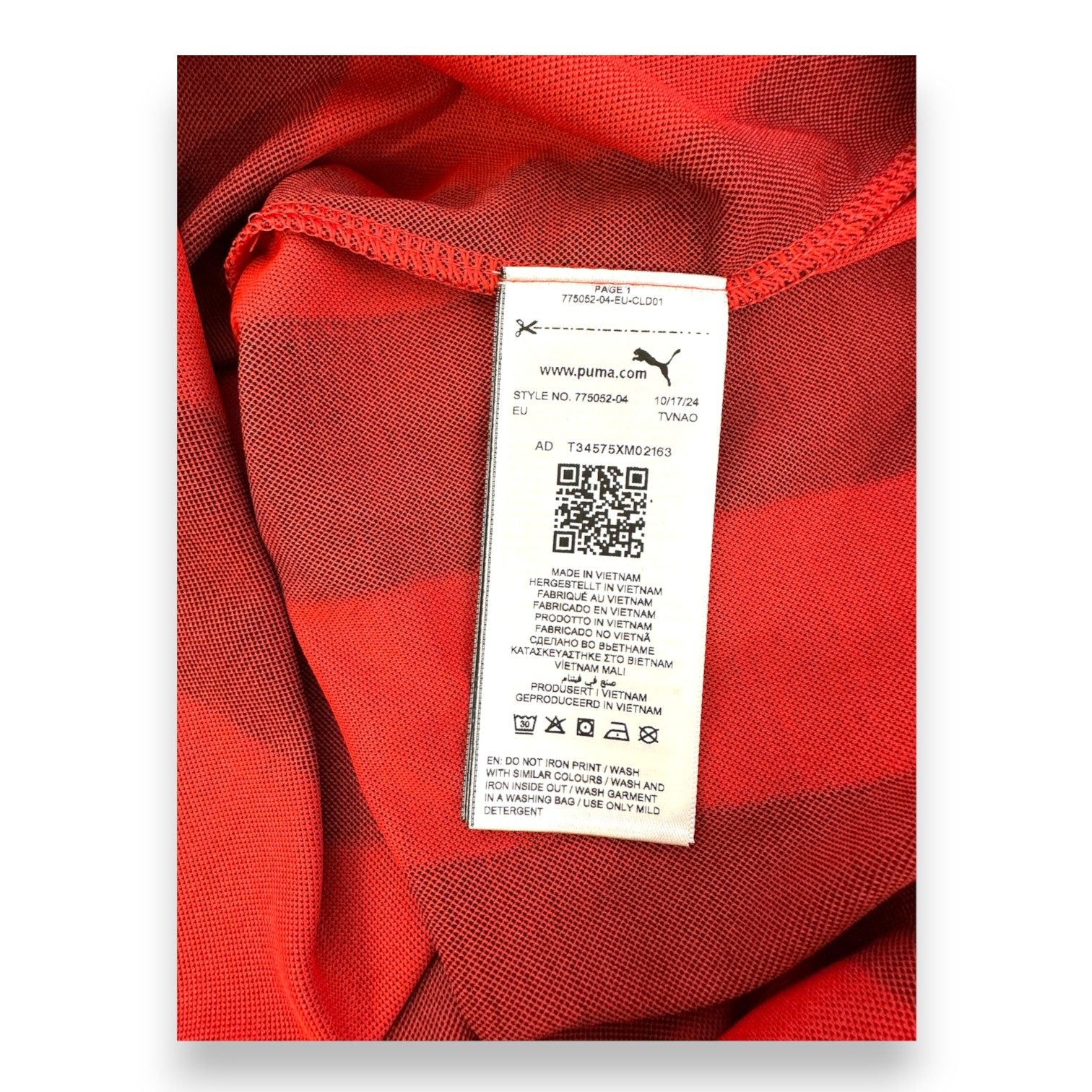 Etichetta interna Puma maglia Milan 125° Anniversario – Made in Vietnam