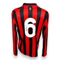 Retro maglia Milan 125° Anniversario numero 6 bianco – autografo originale Franco Baresi pennarello nero