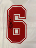 Dettaglio autografo originale Franco Baresi su numero 6 replica maglia Milan Away 1988-89 – firma in nero
