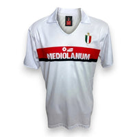 Replica maglia Milan Away 1988-89 – fondo bianco fascia rossonera Mediolanum – scudetto tricolore con stella – Official Licensed Product