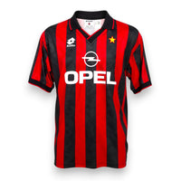 Maglia Milan Home 1995-96 Roberto Baggio Lotto – store autentica – sponsor Opel – stemma con stella – vintage XL