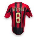Retro maglia Milan 2004-05 numero 8 dorato Gattuso – righe rossonere Adidas – scudetto campione d'Italia