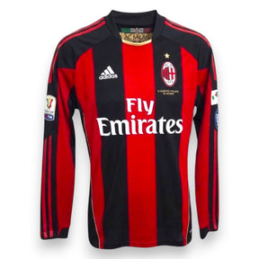 Maglia Milan Home 2010-11 Player Issued Ibrahimović manica lunga Adidas – Fly Emirates – patch Coppa Italia