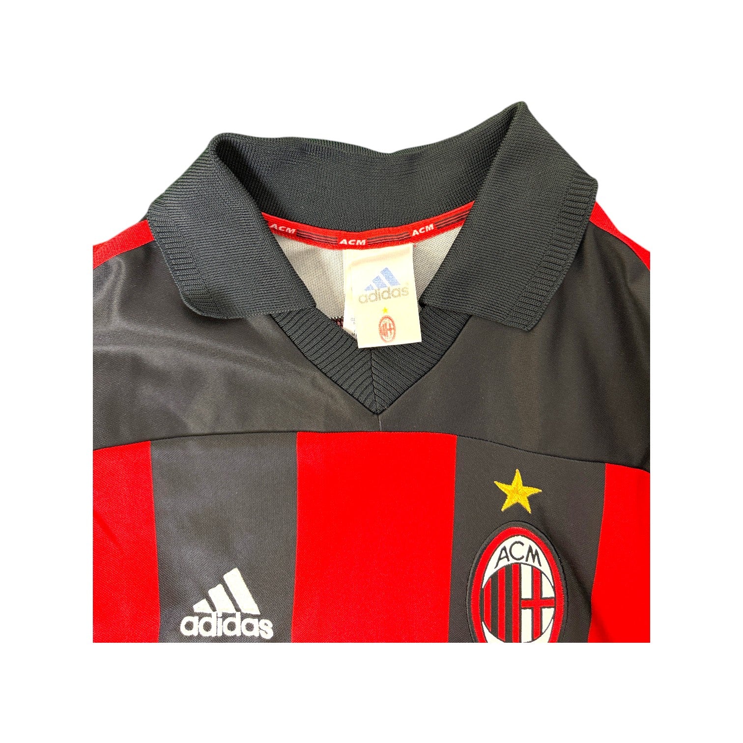 Collo interno maglia AC Milan 2000-01 adidas scudo ACM – colletto a polo Vintage Store autentica