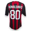 Retro maglia Milan 2008-09 numero 80 Ronaldinho – nameset originale – righe rossonere Adidas