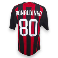 Retro maglia Milan 2008-09 numero 80 Ronaldinho – nameset originale – righe rossonere Adidas