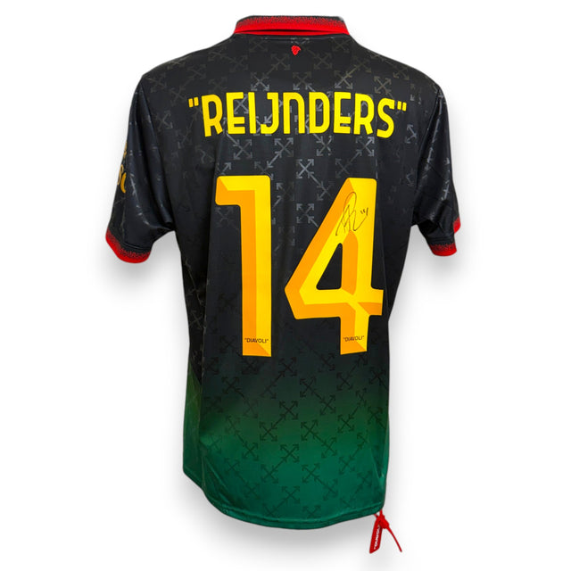 Retro maglia AC Milan x Off-White 2024-25 numero 14 Reijnders autografata – Black History Month edizione limitata