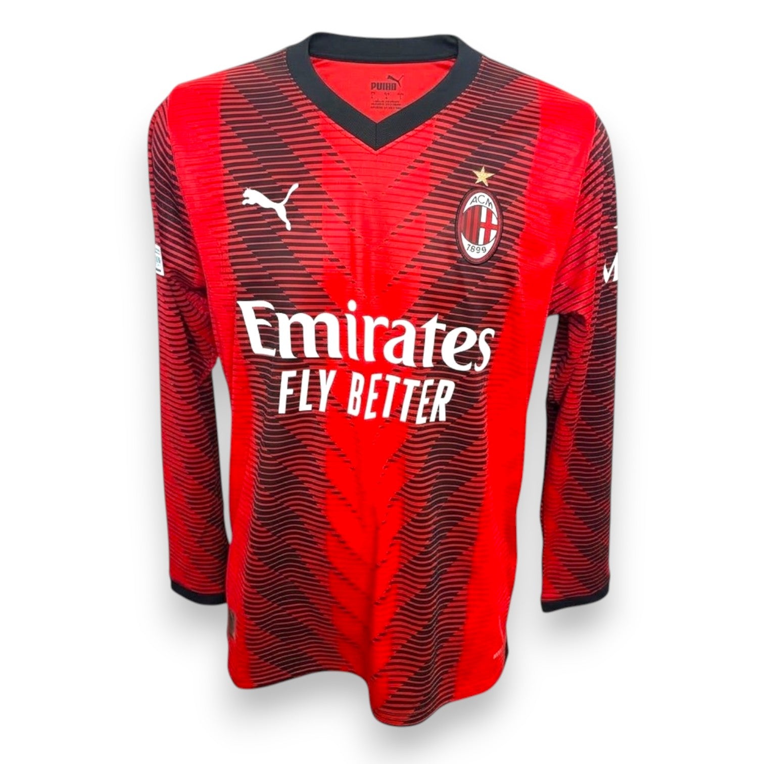 Maglia Milan Home 2023-24 manica lunga Puma sponsor Emirates Fly Better – versione store taglia L