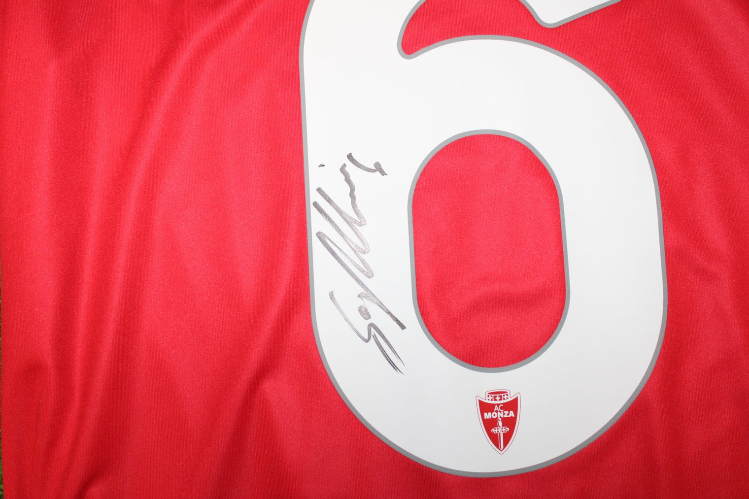 Dettaglio firma autografa Roberto Gagliardini Monza numero 6 bianco – certificato COA incluso Associazione Autografia