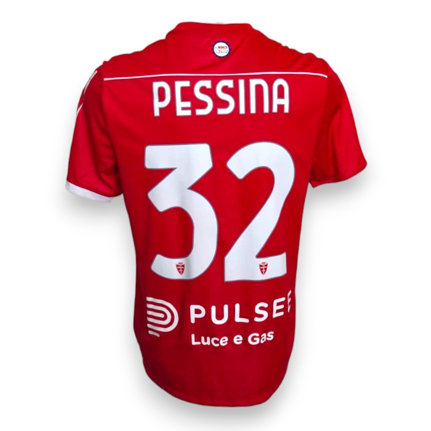 Retro maglia AC Monza Home 2023-24 numero 32 PESSINA – sponsor Pulsee Luce e Gas – versione Player Issued
