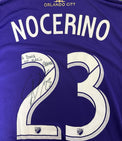 Dettaglio numero 23 e dedica manoscritta autografo Antonio Nocerino su maglia Orlando City