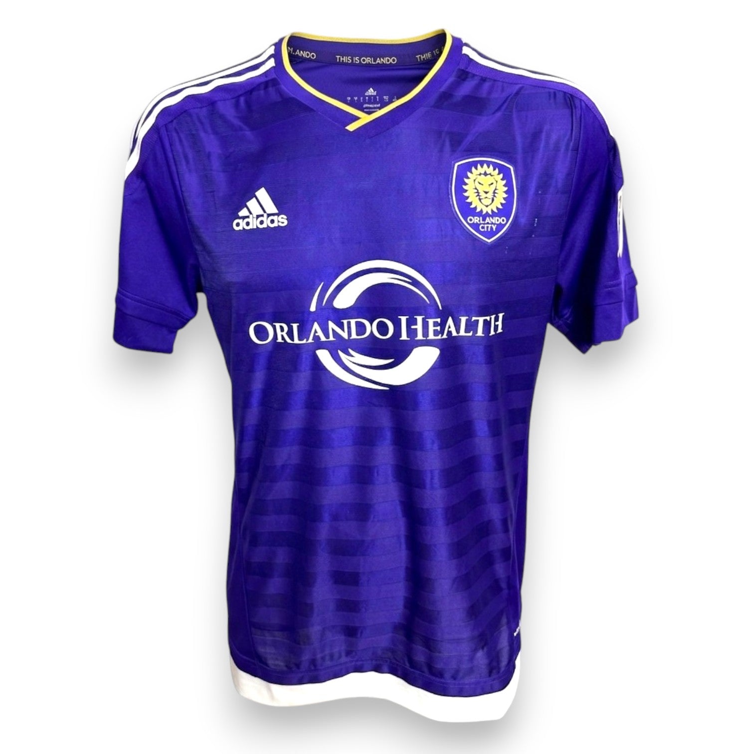 Maglia Orlando City SC Home 2016 viola Adidas – sponsor Orlando Health – stemma leone dorato