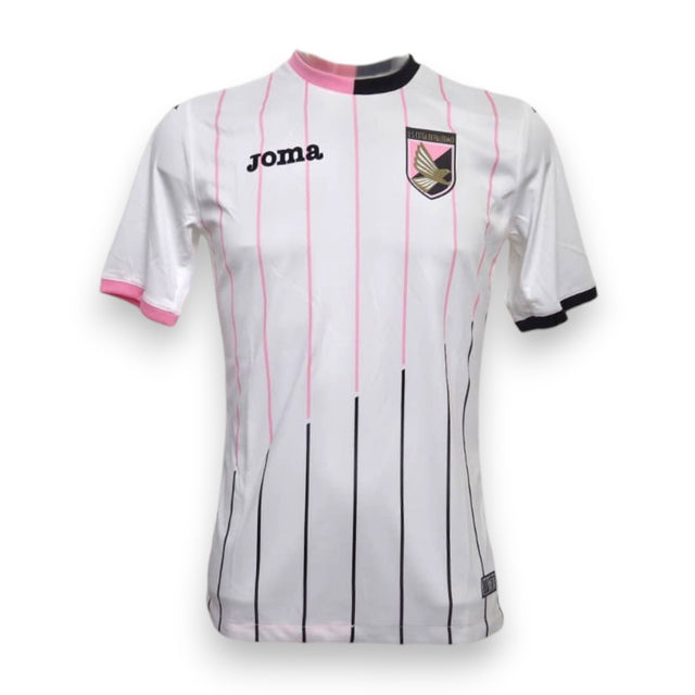 Maglia U.S. Città di Palermo Away 2014-15 Joma Store – fronte bianco con righe verticali rosa e nere, stemma rosanero e logo Joma