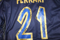 Dettaglio numero 21 maglia Parma 2001/02 con annotazioni manoscritte Matteo Ferrari finale Coppa Italia Torino maggio 2002