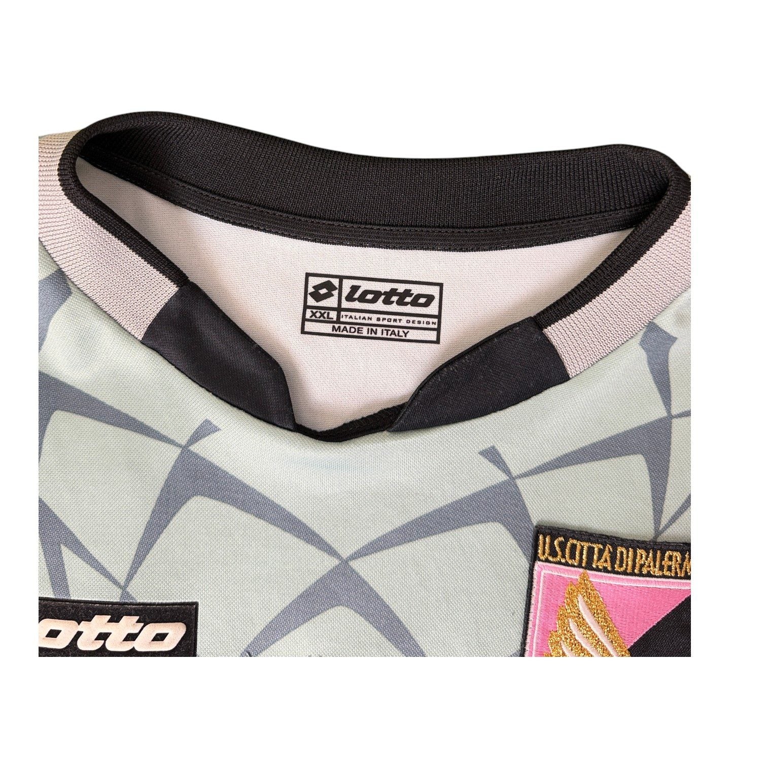 Dettaglio colletto Lotto Italian Sport Design taglia XXL Made in Italy maglia portiere Palermo 2005-06 Guardalben