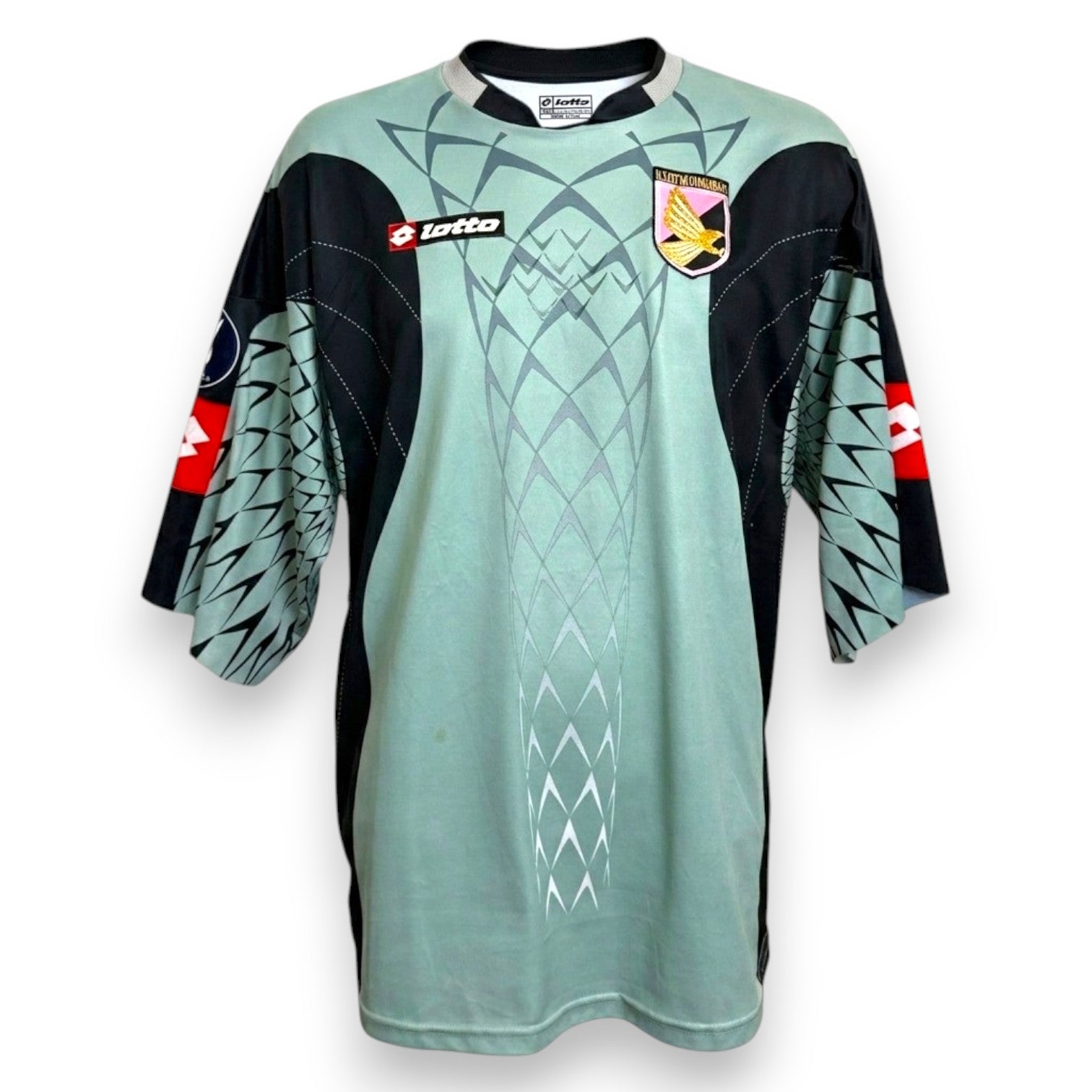Maglia da portiere Palermo 2005-06 Player Issued Matteo Guardalben numero 99 Lotto verde menta Coppa UEFA taglia XXL