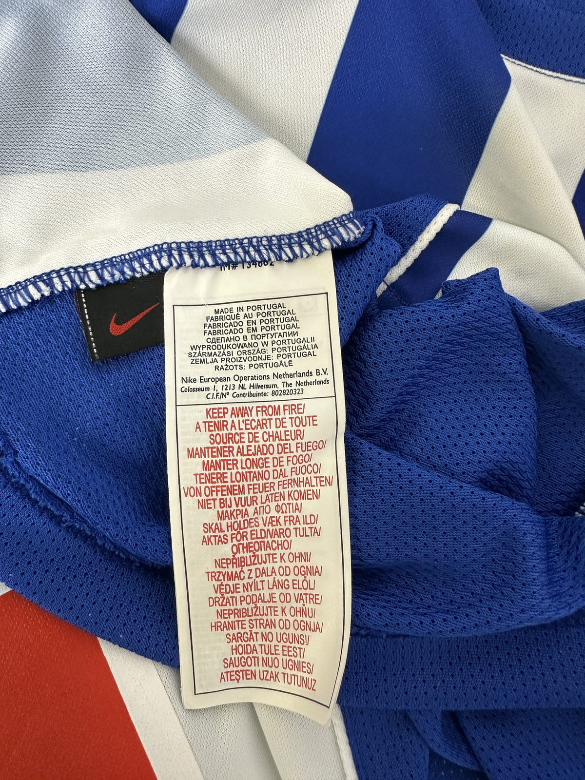 Etichetta composizione maglia Porto Home 2004-05 – Made in Portugal – 100% poliestere – taglia XL