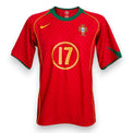 Maglia Portogallo Home 2004 Vintage Cristiano Ronaldo numero 17 Nike rossa – stemma FPF e colletto verde