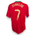 Retro maglia Portogallo 2008 numero 7 Ronaldo Nike – nome e numero replica oro su rosso