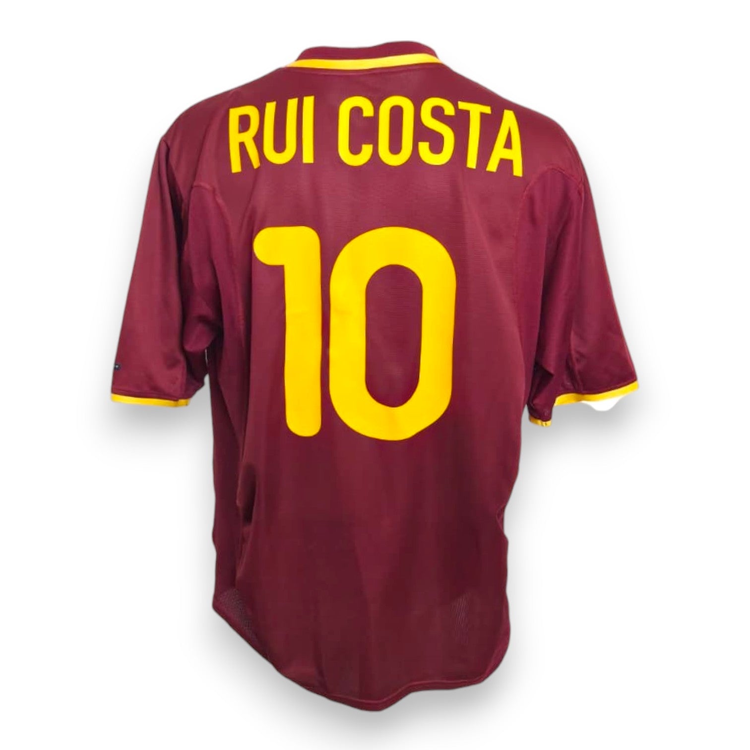 Retro maglia Portogallo 2000 numero 10 Rui Costa Vintage Nike – nome e numero replica giallo su bordeaux
