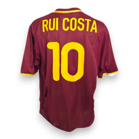 Retro maglia Portogallo 2000 numero 10 Rui Costa Vintage Nike – nome e numero replica giallo su bordeaux