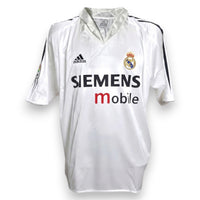 Maglia Real Madrid Home 2004-05 bianca Zidane numero 5 – Adidas – sponsor Siemens Mobile colletto camicia – condizioni Excellent