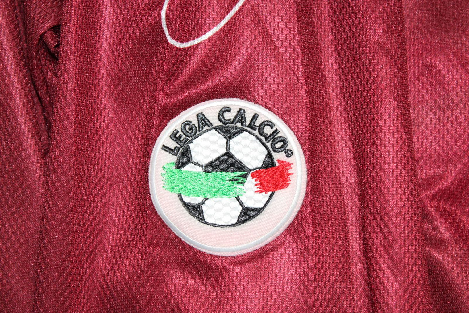 Patch ufficiale Lega Calcio su maglia Reggina Home 1999/2000 Asics amaranto Caffè Mauro Serie A