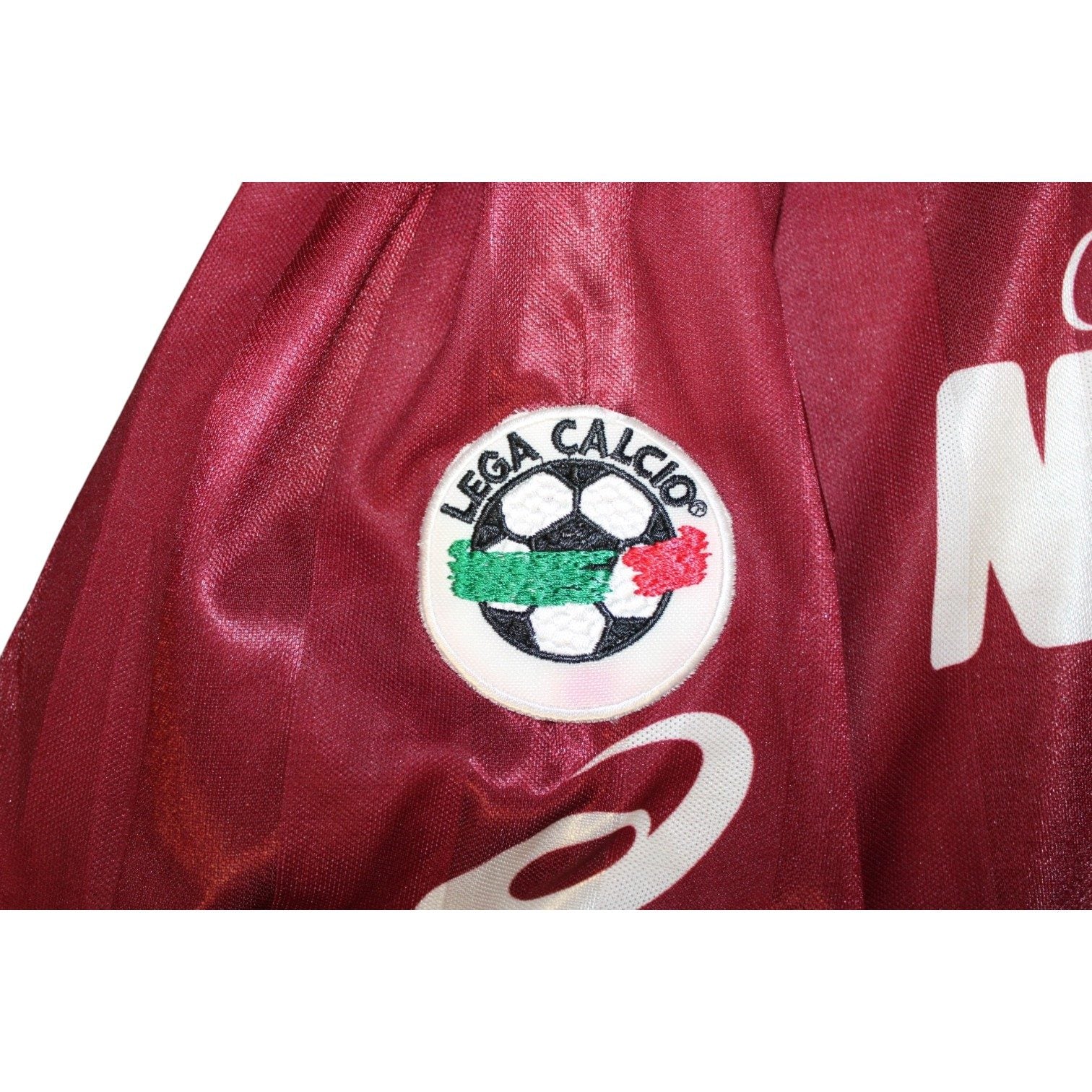 Patch ufficiale Lega Calcio su maglia Reggina Home 2000/01 Asics amaranto Caffè Mauro Serie A