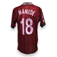Retro maglia Reggina 2000/01 numero 18 Mamede bianco – autografo con dedica in portoghese José Mamede Asics amaranto