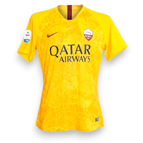 Maglia AS Roma Third 2018-19 Player Issued Bryan Cristante autografata – Nike Vaporknit gialla – sponsor Qatar Airways – condizioni Excellent