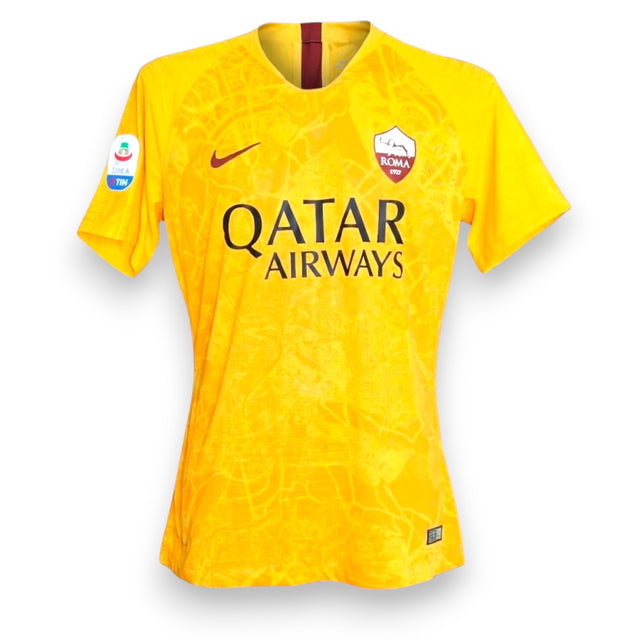 Maglia AS Roma Third 2018-19 Player Issued Bryan Cristante autografata – Nike Vaporknit gialla – sponsor Qatar Airways – condizioni Excellent