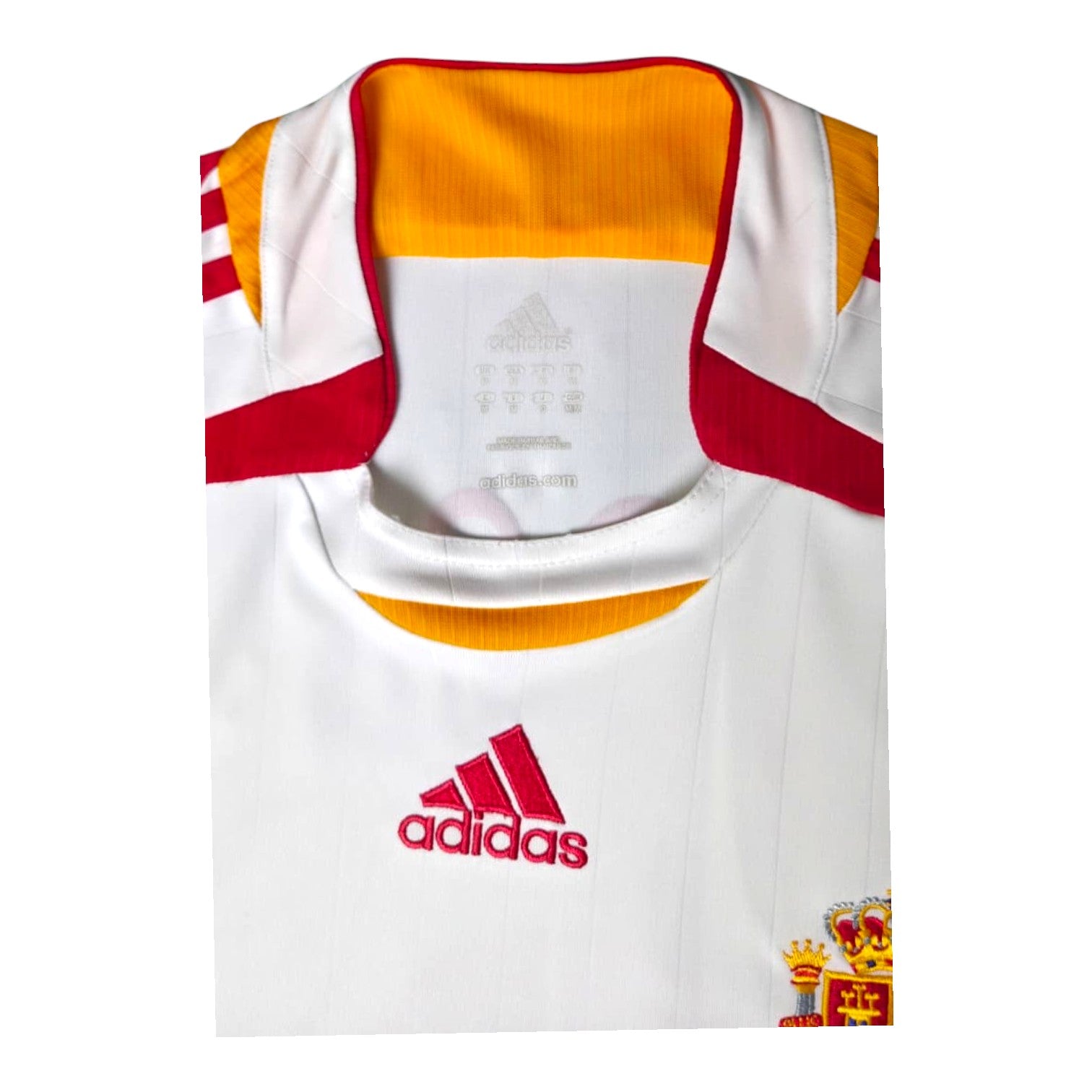 Colletto maglia Spagna Away 2006 Adidas – interno arancione e logo Adidas ricamato rosso