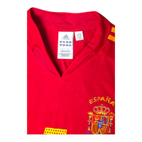 Colletto a V maglia Spagna Home 2004 Adidas – etichetta taglia M Made in Vietnam e stemma ESPAÑA
