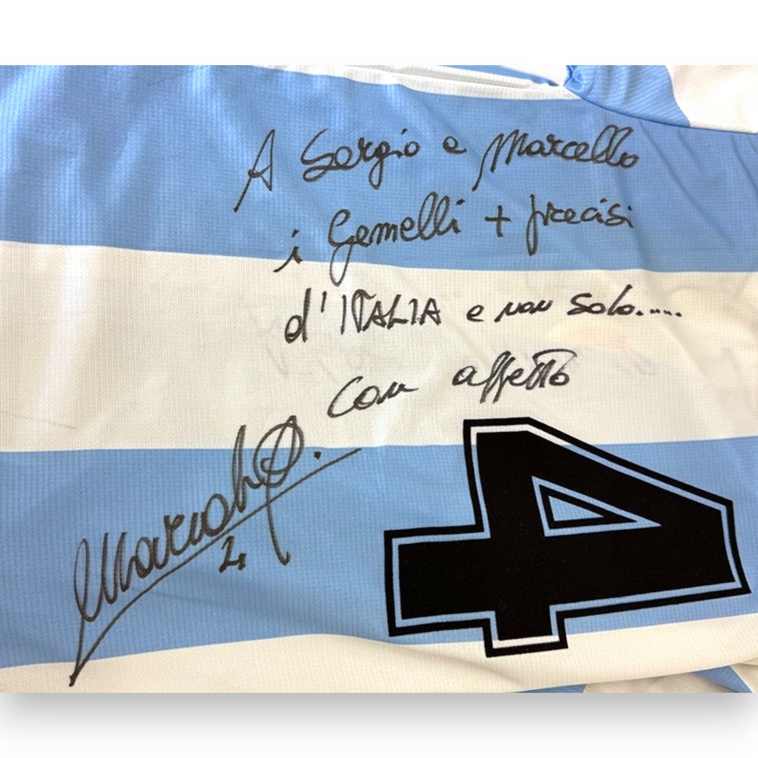 Dedica autografata originale Dario Marcolin maglia SS Lazio Champions 1999-2000 – pennarello nero – COA Associazione Autografia incluso