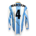 Retro maglia SS Lazio 1999-2000 numero 4 Marcolin Player Issued autografata con dedica originale pennarello nero – Champions League Puma